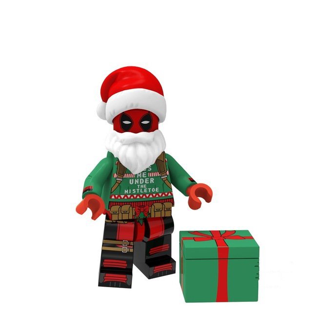 Christmas Santa Deadpool Green Shirt Lego Superheroes Minifigure Block Toys