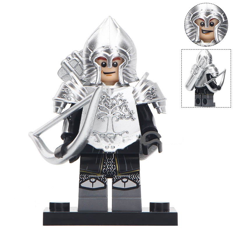Gondorians Archer With SIlver Armor Lego Lord Of The Rings Minifigure Block Toys
