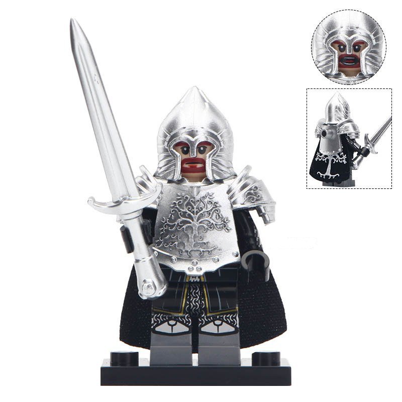 Gondorians Captain Knight With Silver Armor Lego Lord Of The Rings Minifigure Block Toys