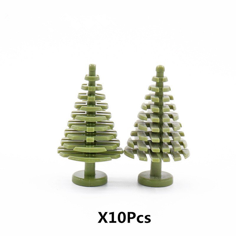 10pcs Green Pine Tree Lego Accessories Minifigure Block Toys