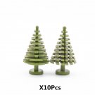 10pcs Green Pine Tree Lego Accessories Minifigure Block Toys
