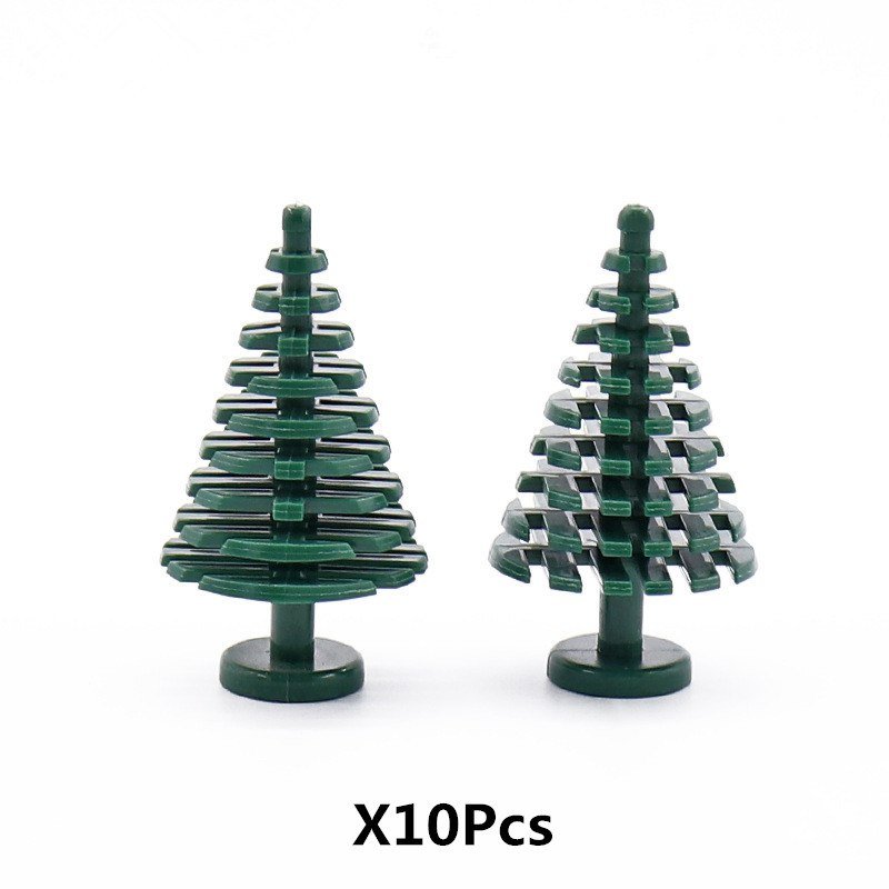 10pcs Dark Green Pine Tree Lego Accessories Minifigure Block Toys