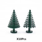 10pcs Dark Green Pine Tree Lego Accessories Minifigure Block Toys