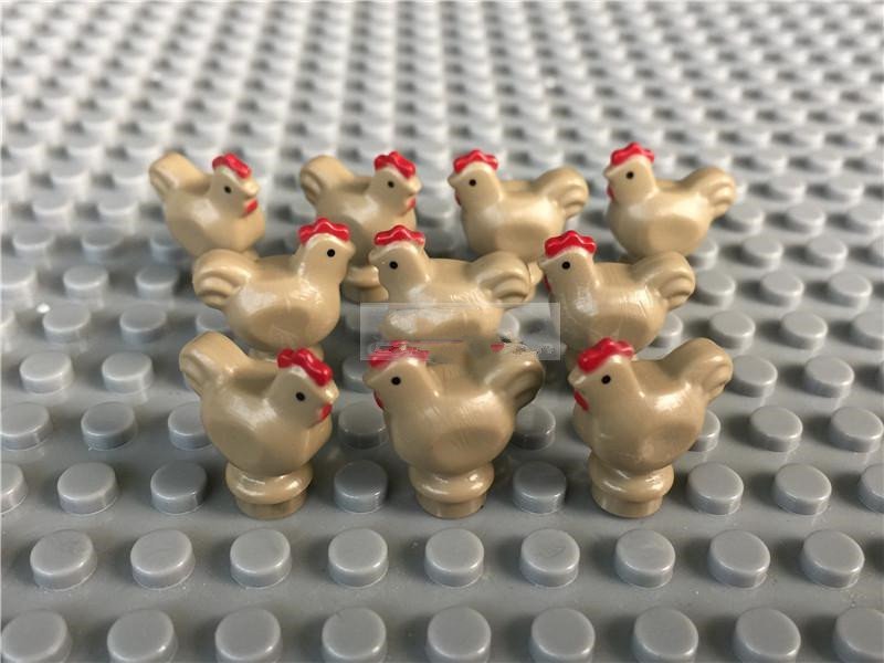 10pcs Brown Chiken Animal Theme Lego Accessories Minifigure Block Toys