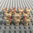 10pcs Brown Chiken Animal Theme Lego Accessories Minifigure Block Toys