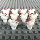 10pcs White Chiken Animal Theme Lego Accessories Minifigure Block Toys
