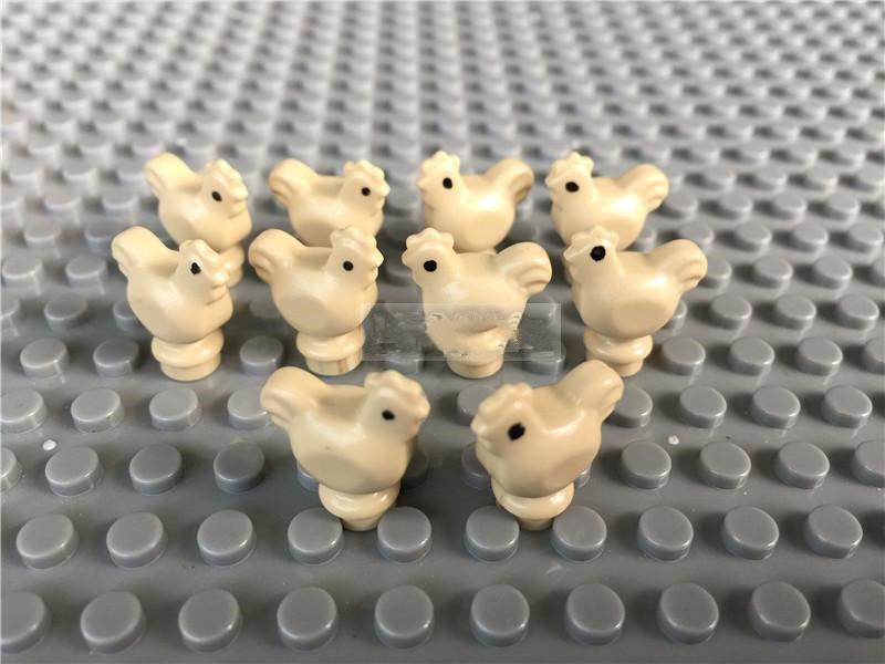 10pcs Light Brown Chiken Animal Theme Lego Accessories Minifigure Block Toys
