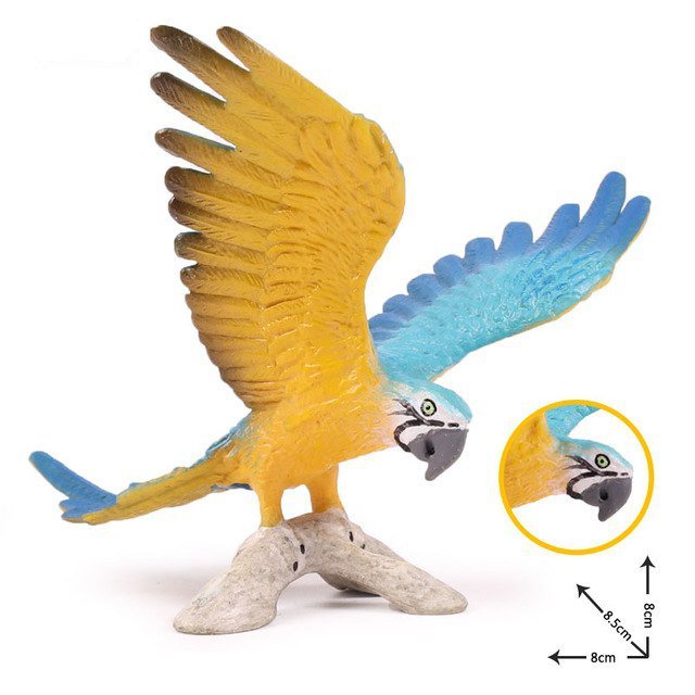 Yellow Blue Parrot Animal Model Figure toys Pet Farm And Zoo Minifigure Block Toys