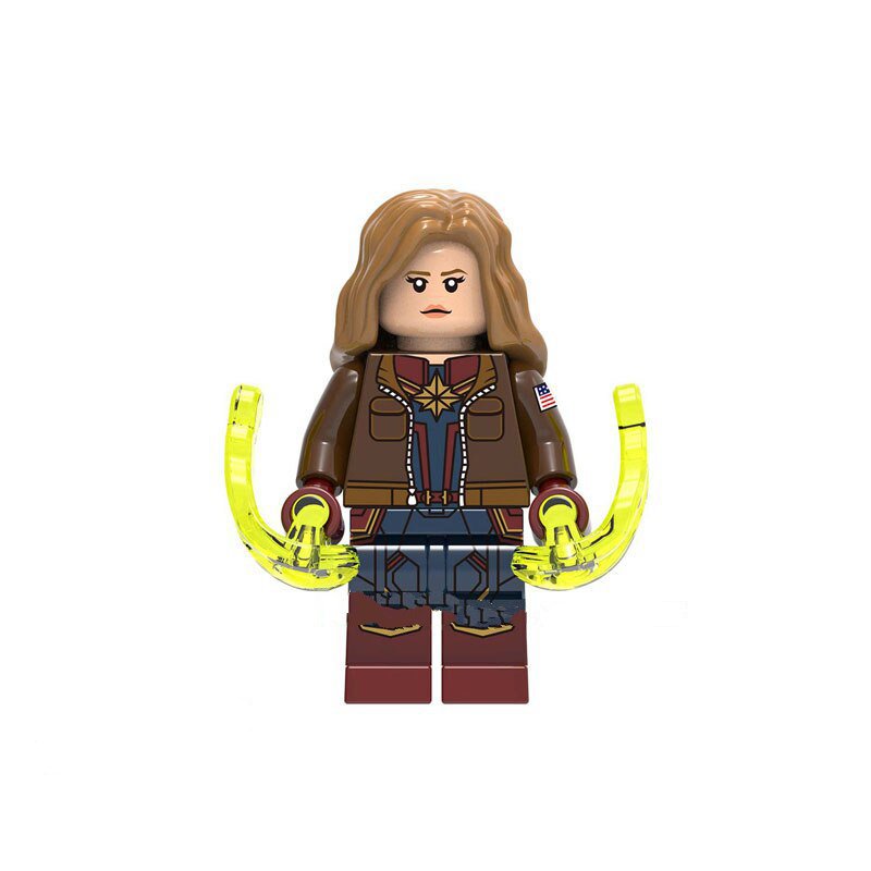 Captain Marvel With Jacket Lego Avengers End Game Superheroes Minifigure Block Toys
