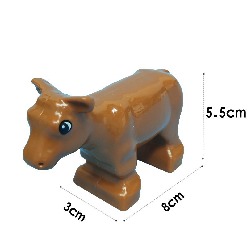 Little Brown Cattle Animal Model Figure Lego Minifigure Block Toys