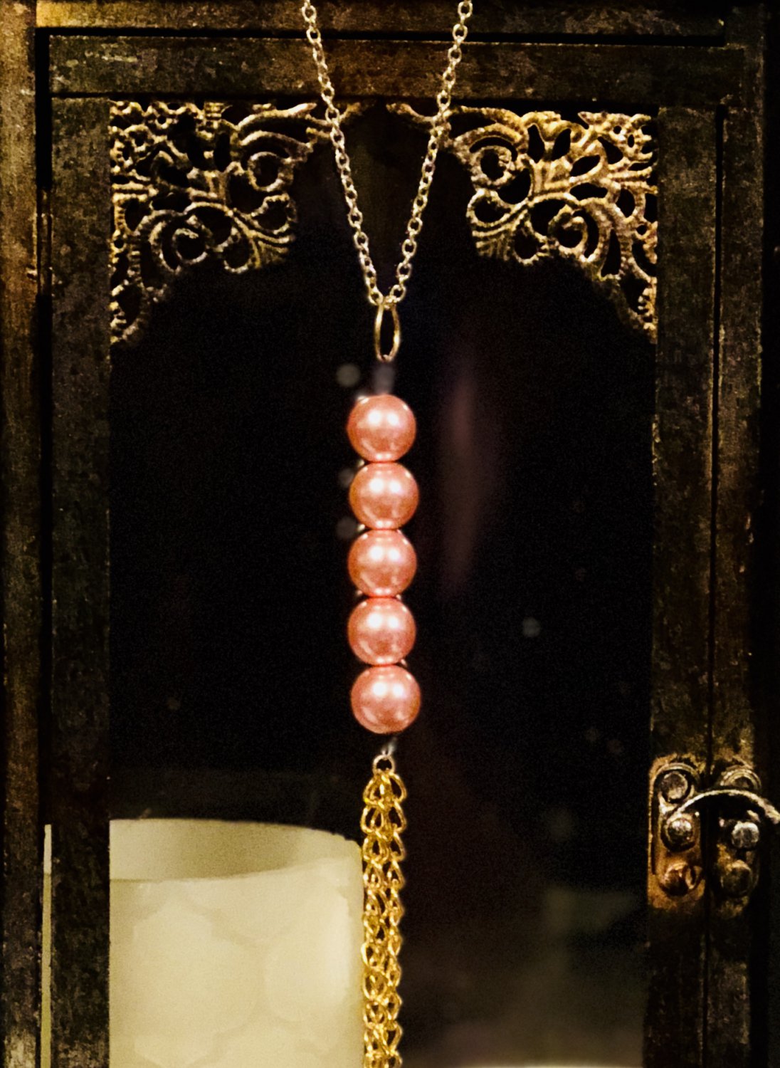 Gold with Pink Beads