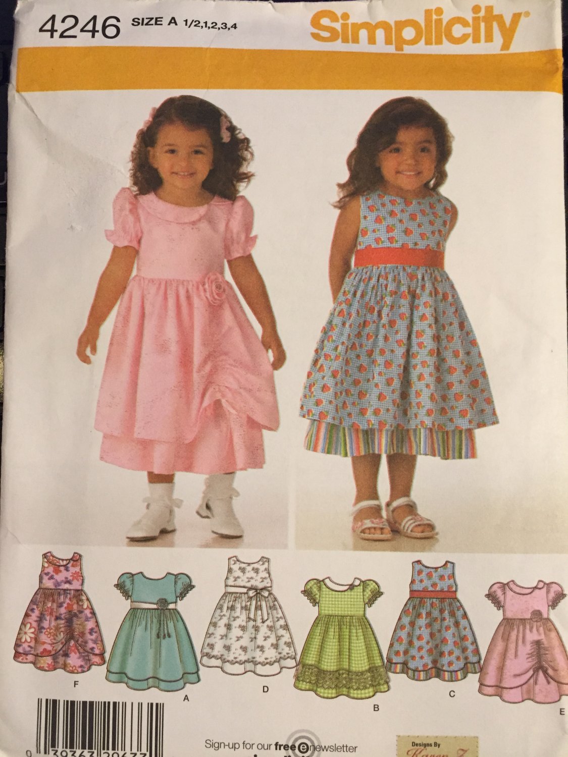 Simplicity 4246 Toddler's Dress with Skirt Sewing Pattern, Trim Variations Sizes 1/2, 1, 2, 3, 4