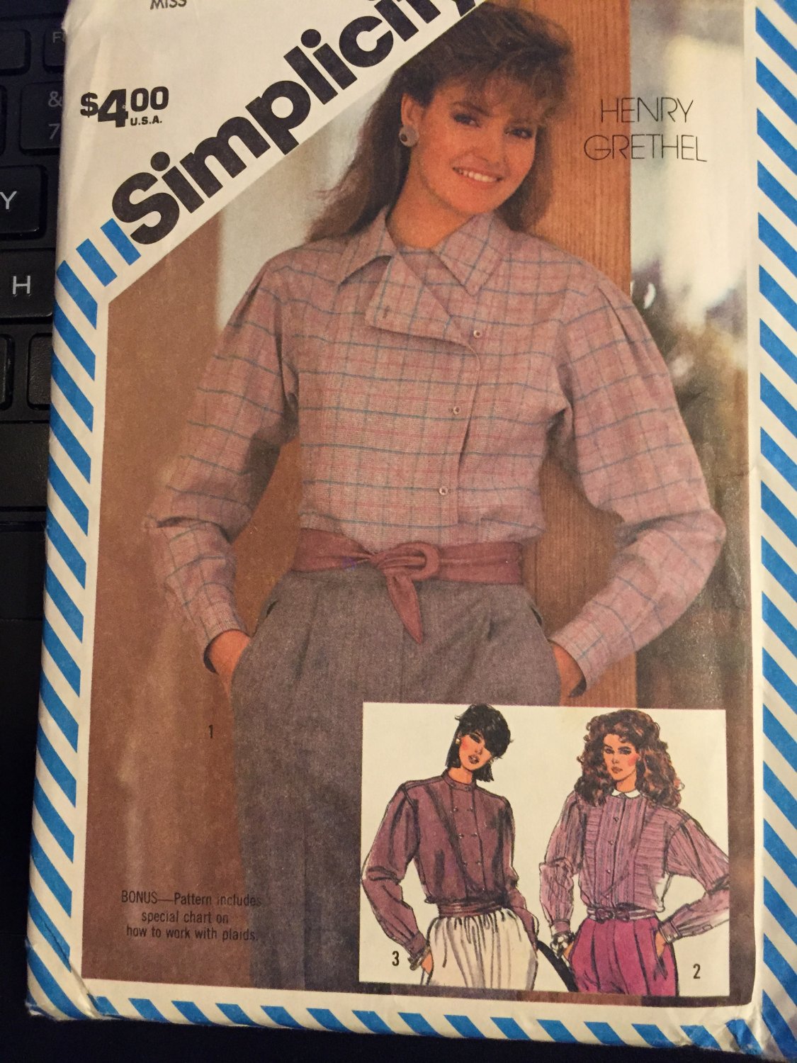 Henry Grethel Designer Loose-Fitting Shirt 1980s Simplicity Pattern 6066 Size 8