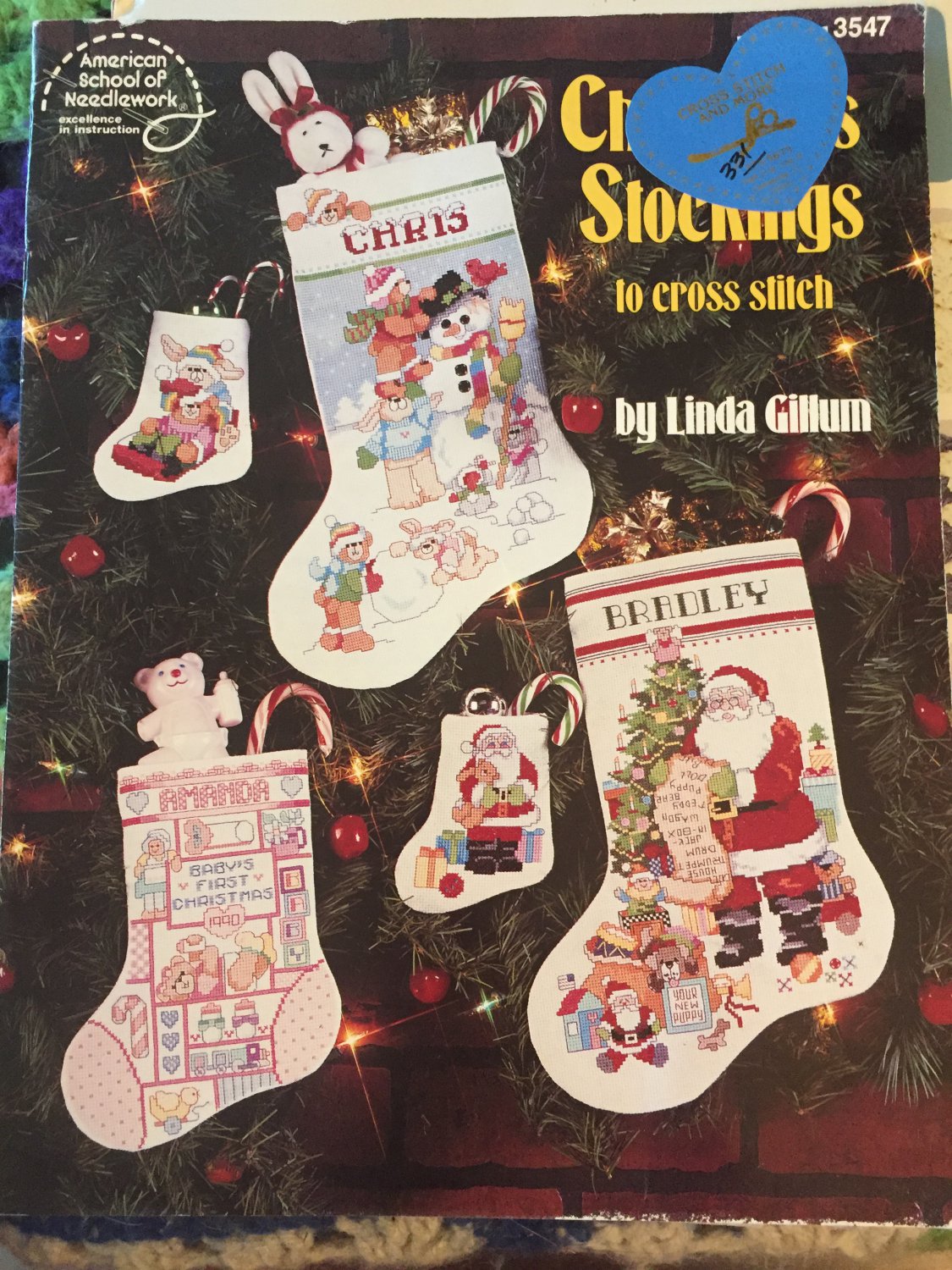 American School of Needlework Christmas Stockings Cross Stitch Linda Gillum 3547
