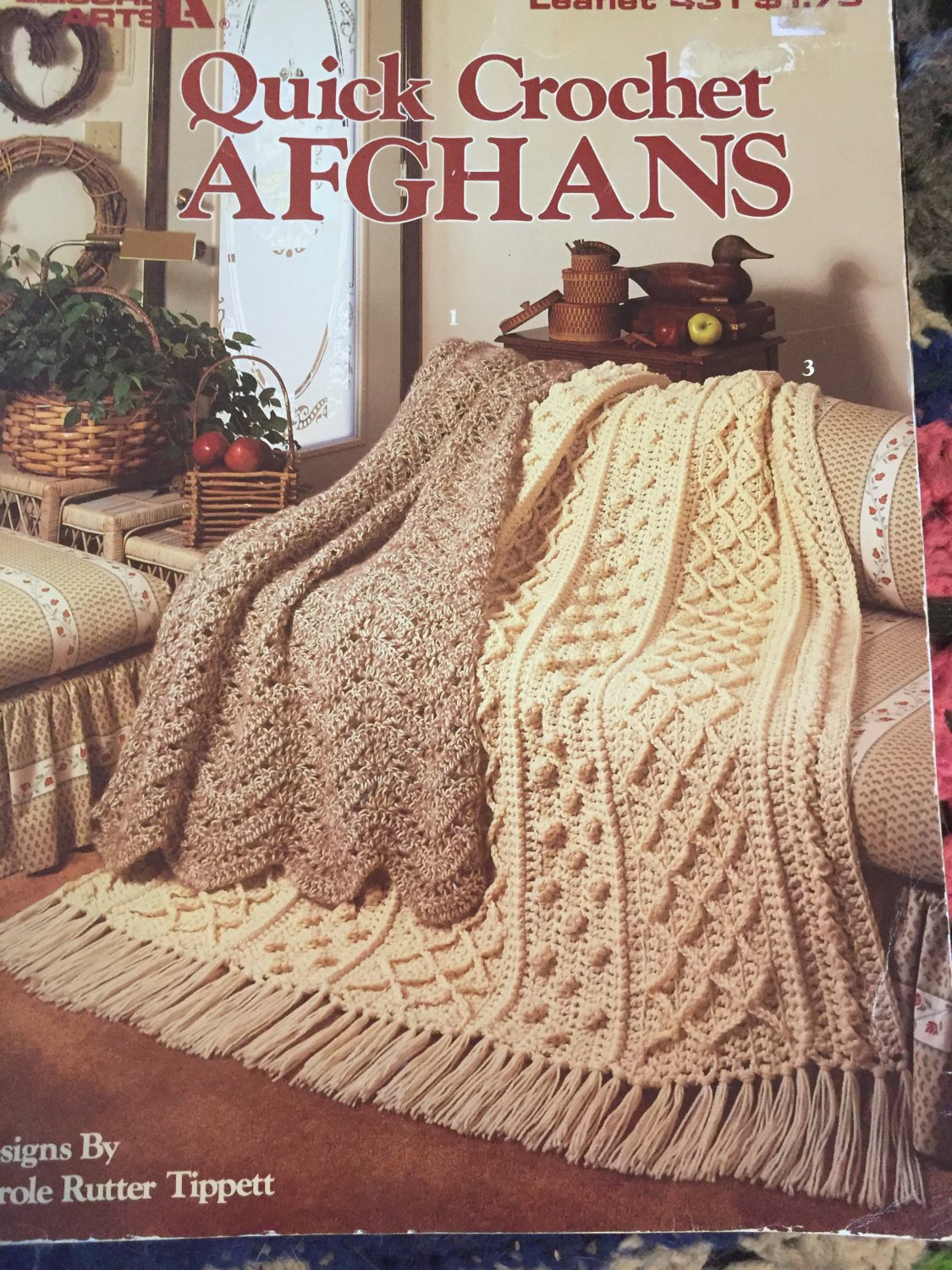 Quick Crochet Afghans, 3 Designs by Carol Rutter Tippett, Leisure Arts #431