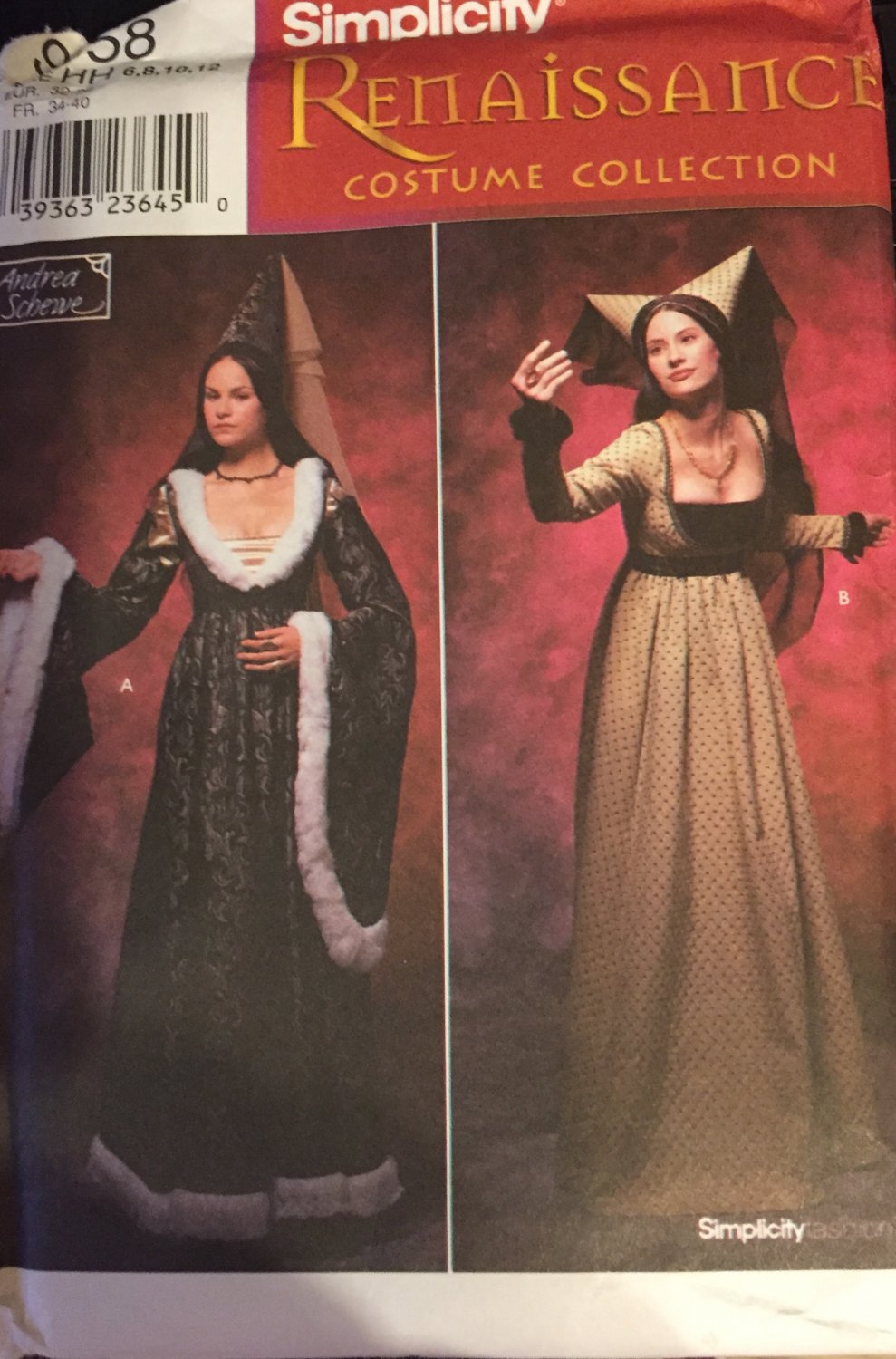 Misses Sewing Pattern Simplicity 9058 Renaissance Dress Medieval Costume Size 6 8 10 12