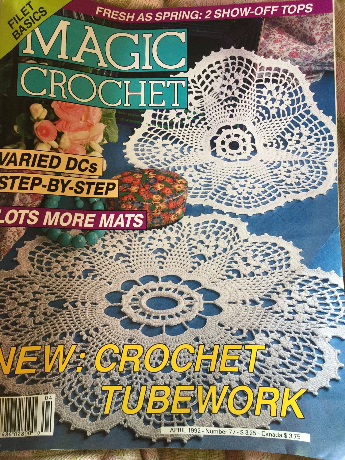 Magic Crochet 77 April 1992 Crochet Patterns Coasters Doilies Fashion Home Decor