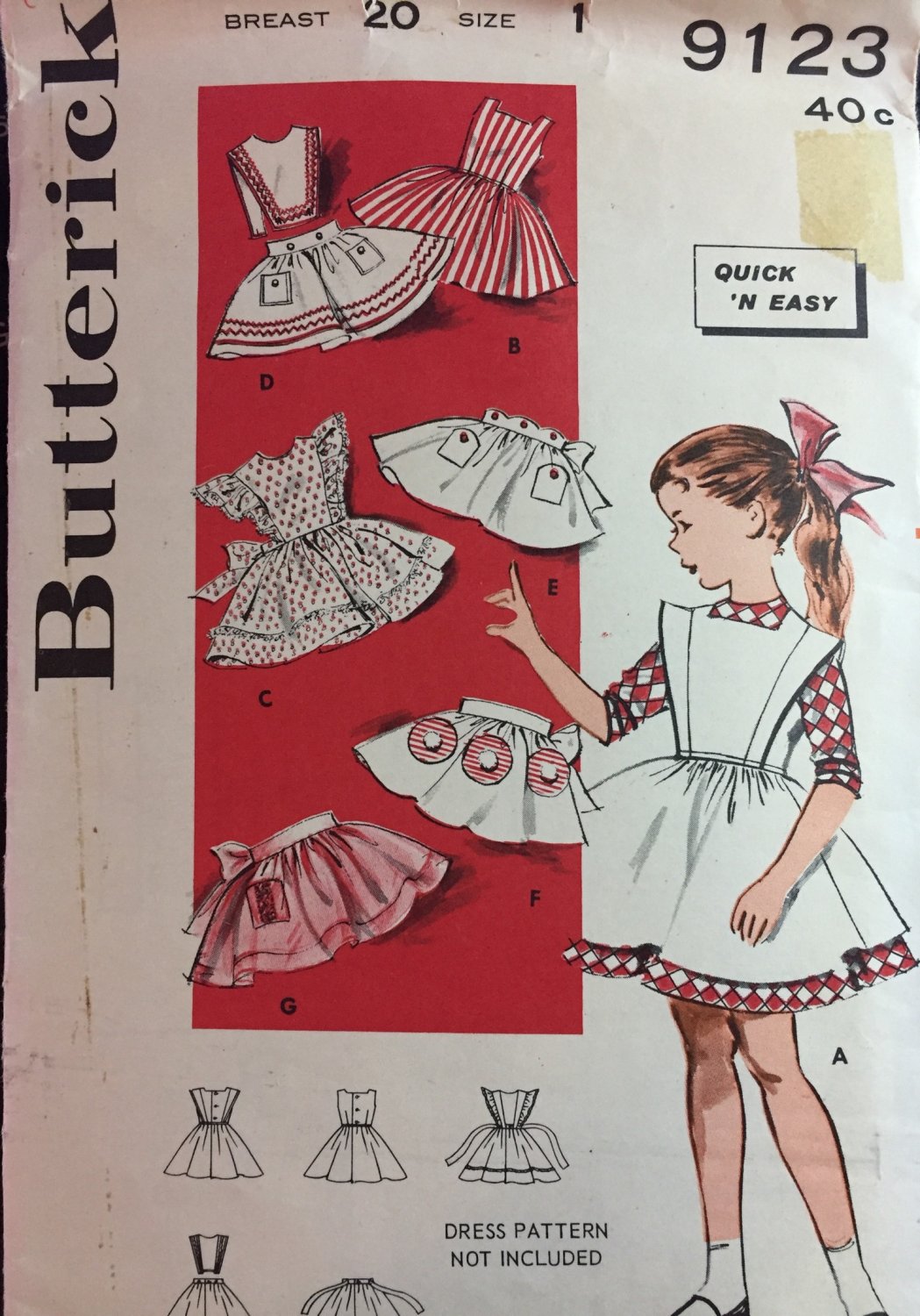 Butterick 9123; Girls' Quick 'N Easy Pinafore Package Cut & Complete