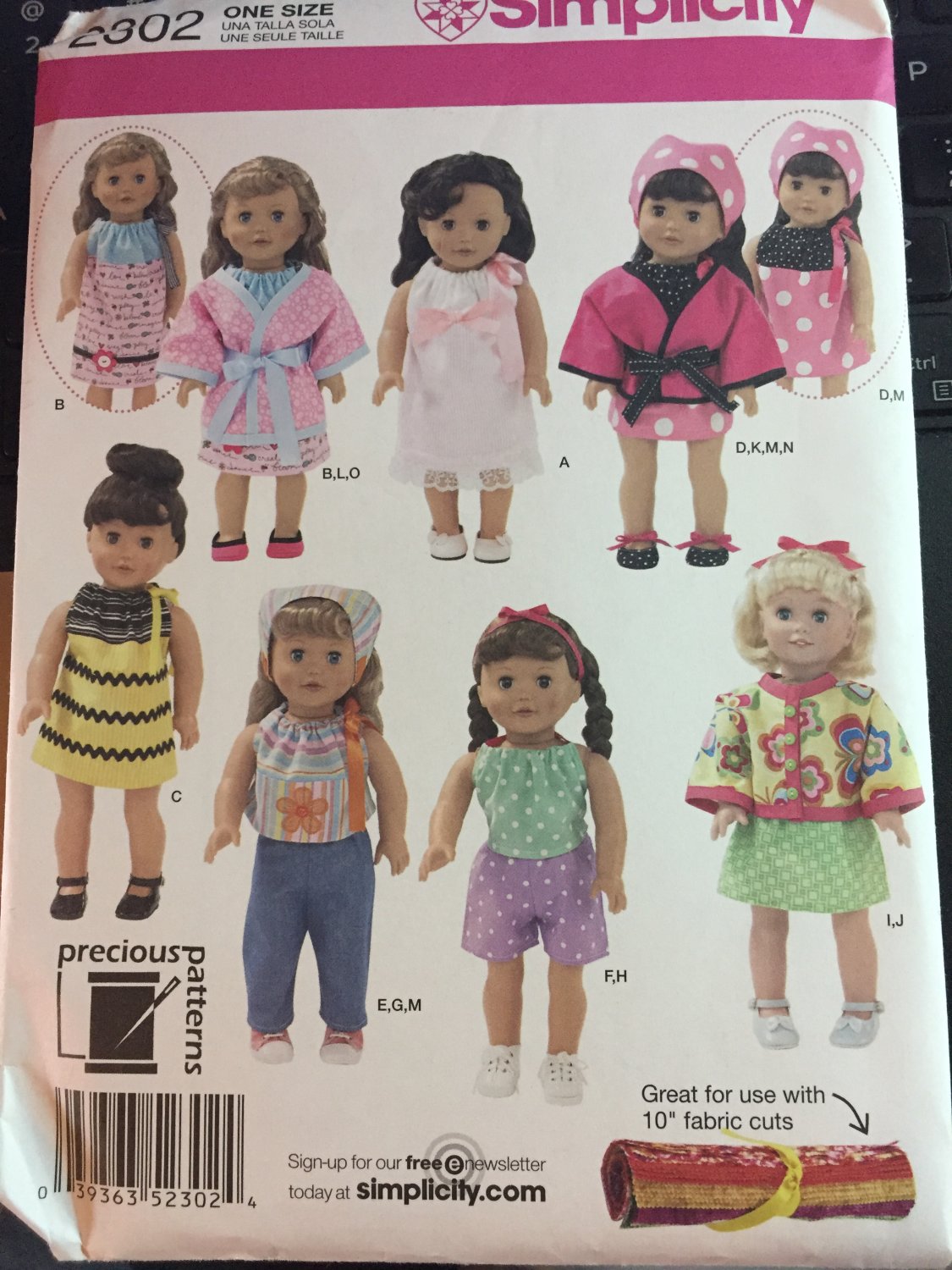18 Inch Doll Clothes Pattern Simplicity Pattern 2302 Uncut