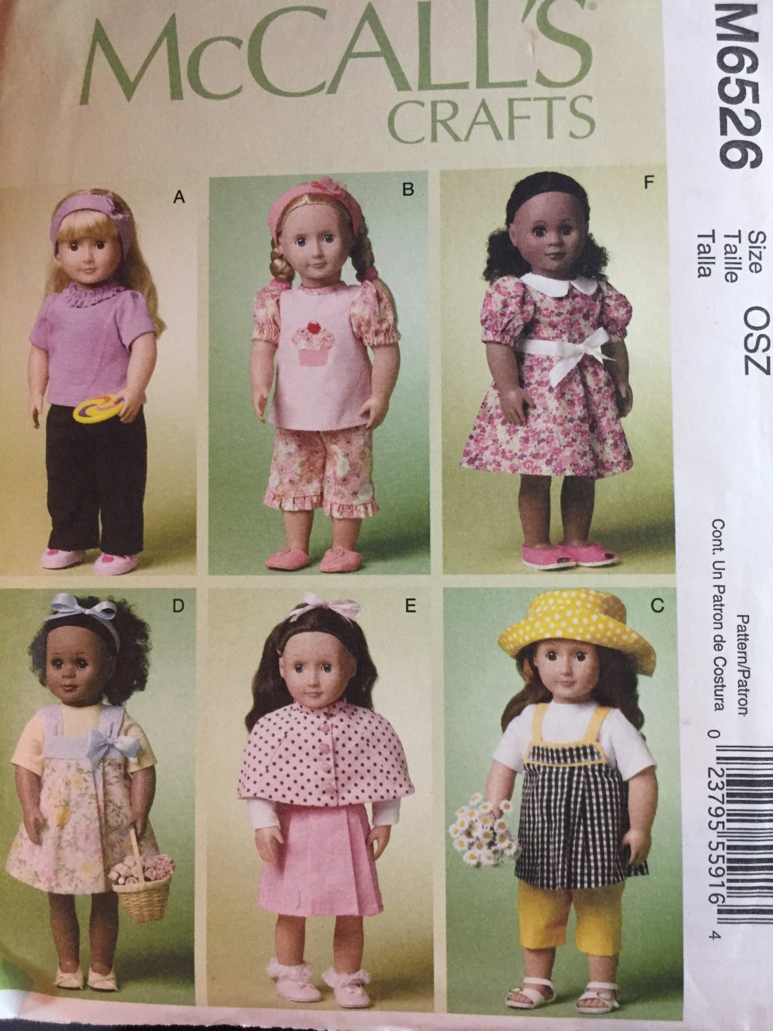 McCalls 6526 Sewing pattern for 18 Inch Doll Clothes- Fits American Girl Dolls