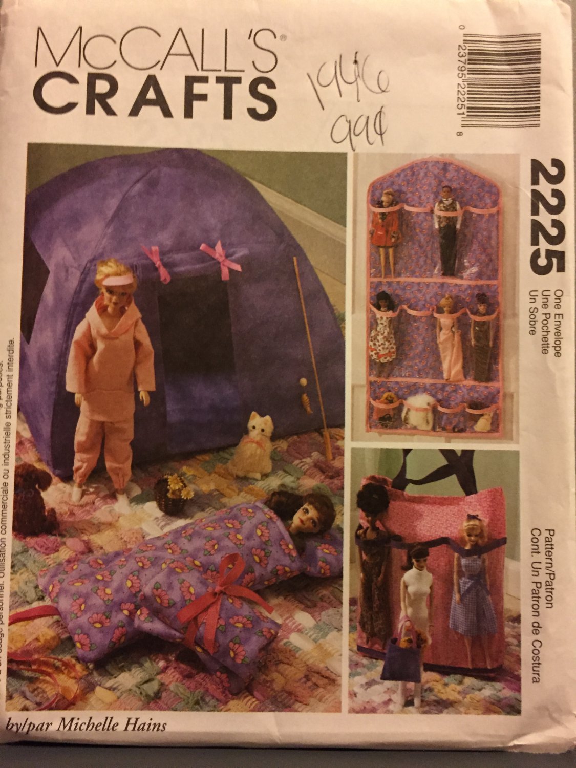 FASHION DOLL TENT Accessories & Organizers McCall's Crafts Pattern 2225