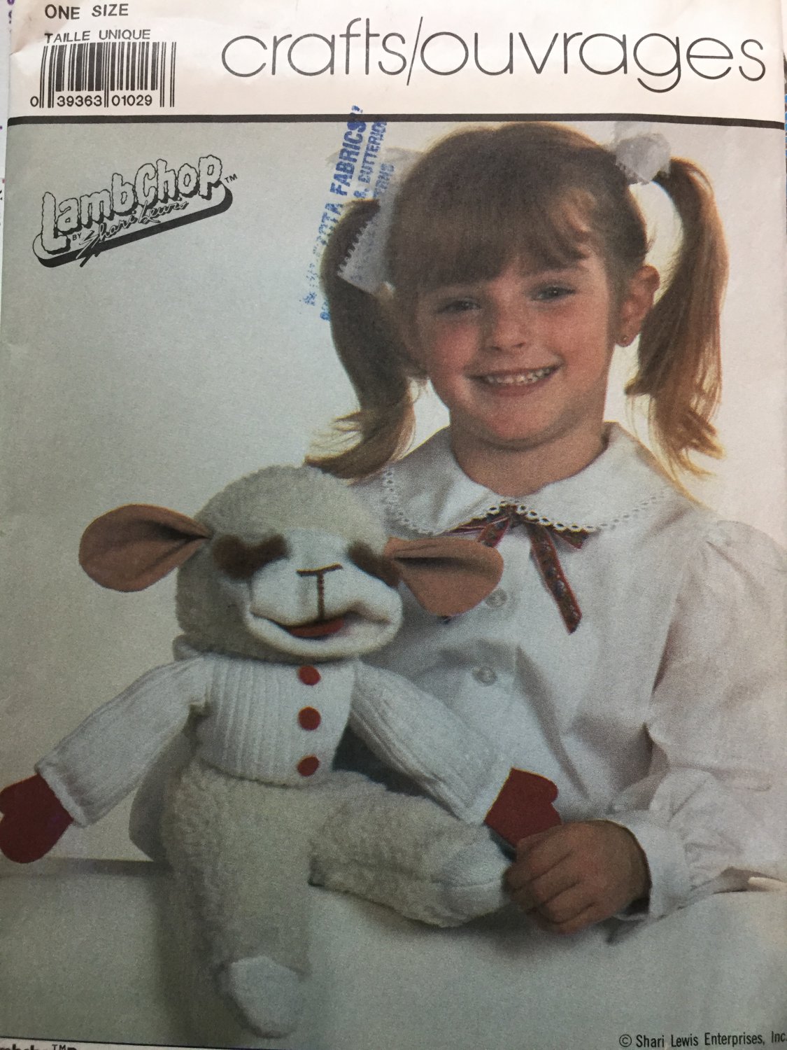 Simplicity 7989 sewing pattern for LambChop puppet.