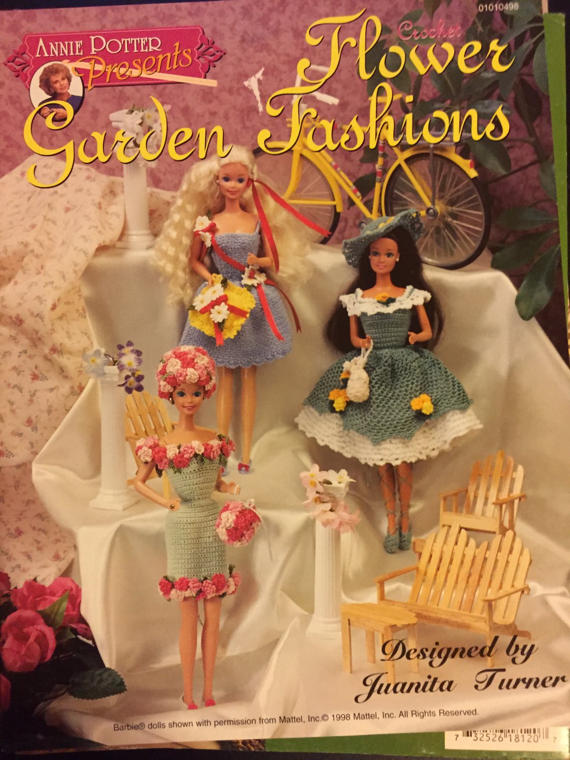 Flower Garden Fashions 6 Fashion Doll Dresses Annie Potter Crochet PATTERN 01010498