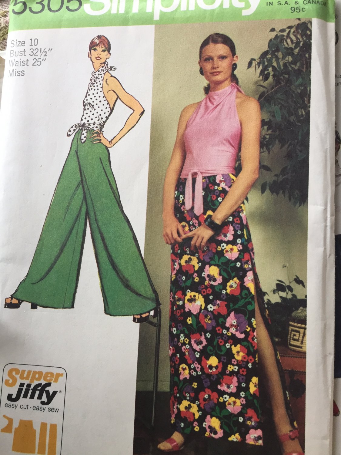 Misses Jiffy Knit Halter Top Pantskirt Simplicity Sewing Pattern 5305 Size 10