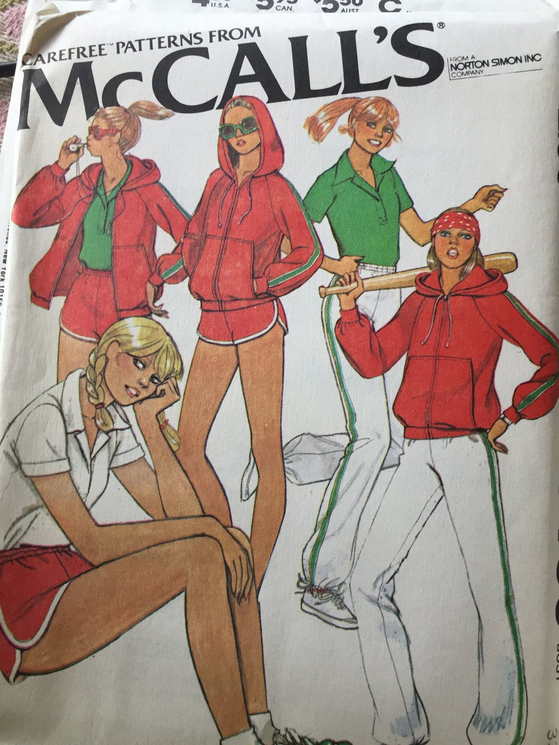 McCalls 6469 Misses Sporty Hoodie Zip Jacket Top Pants Shorts Pattern for Knits Size 9 Bust 33"