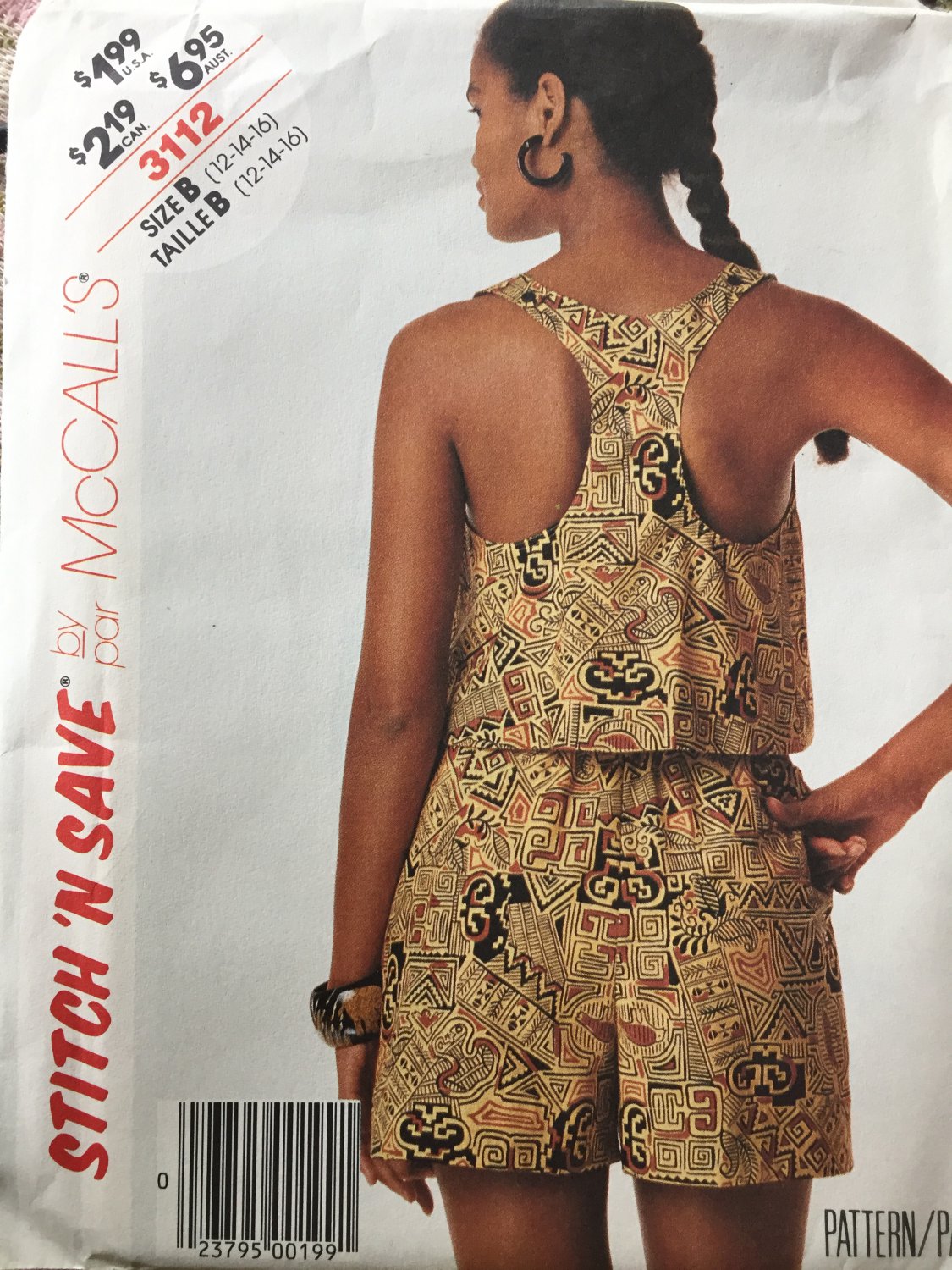 McCalls 3112 Misses Top and shorts Stich 'n Save easy sewing pattern size 12-14-16