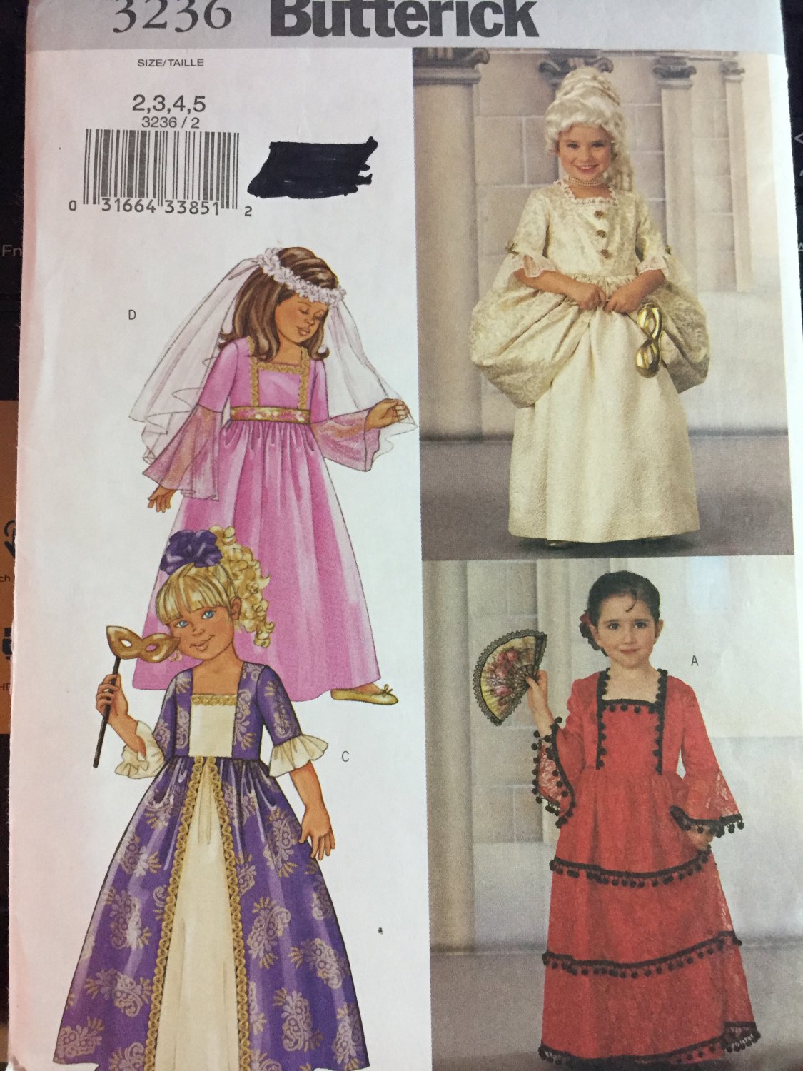 Butterick 3236 Marie Medieval Sewing Pattern Children’s