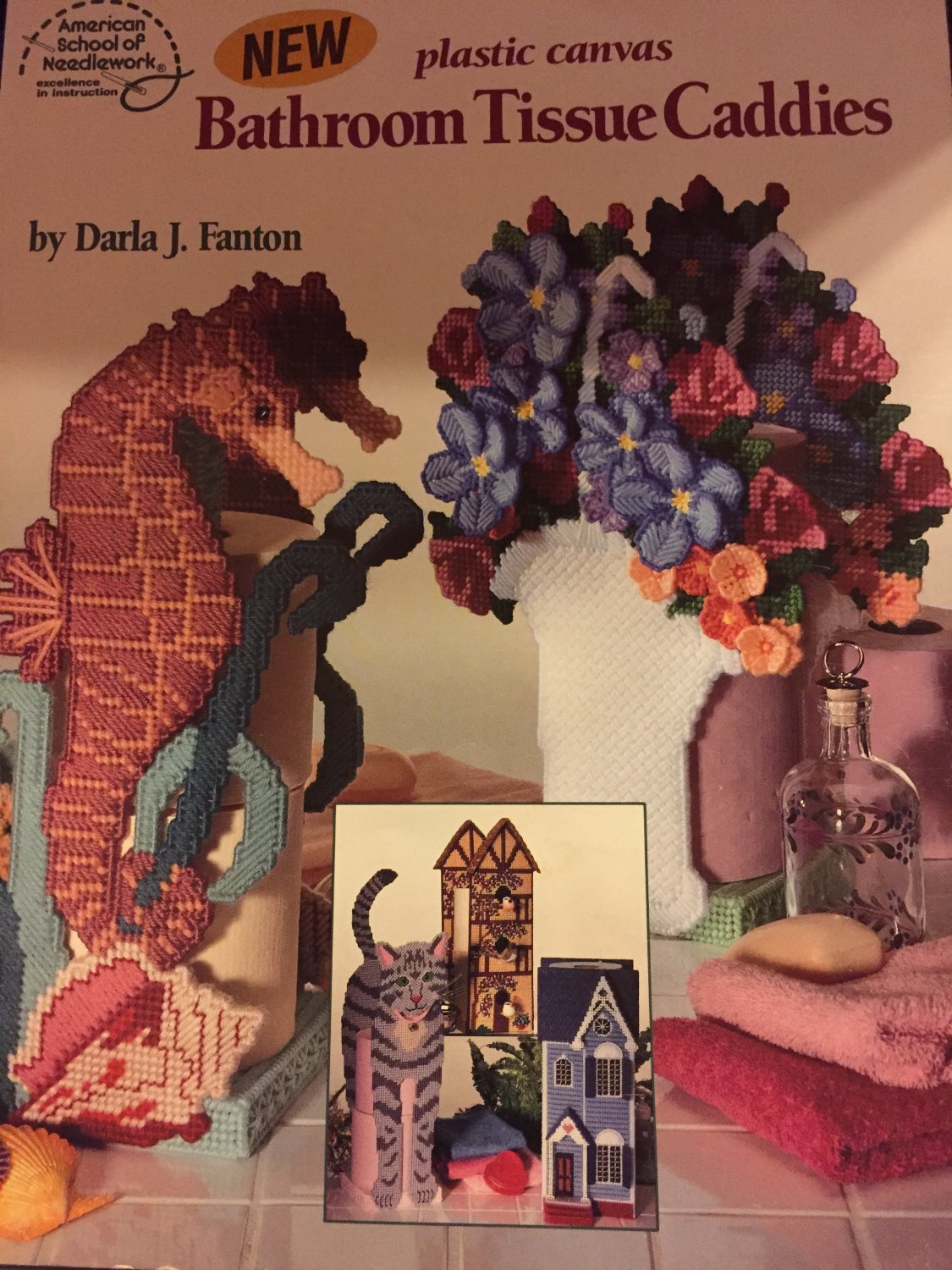 School of Needlework Bathroom TIssue Covers Plastic Canvas Pattern 3118