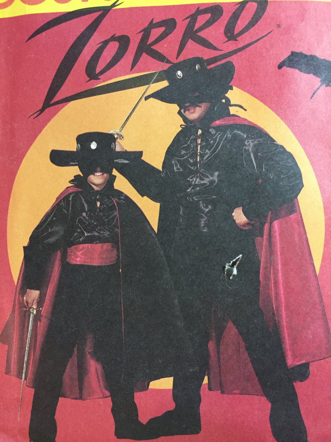 Zorro Super Hero Halloween Costume, Sewing Pattern McCalls 6689 Cape, Shirt, Mask, Gauntlets