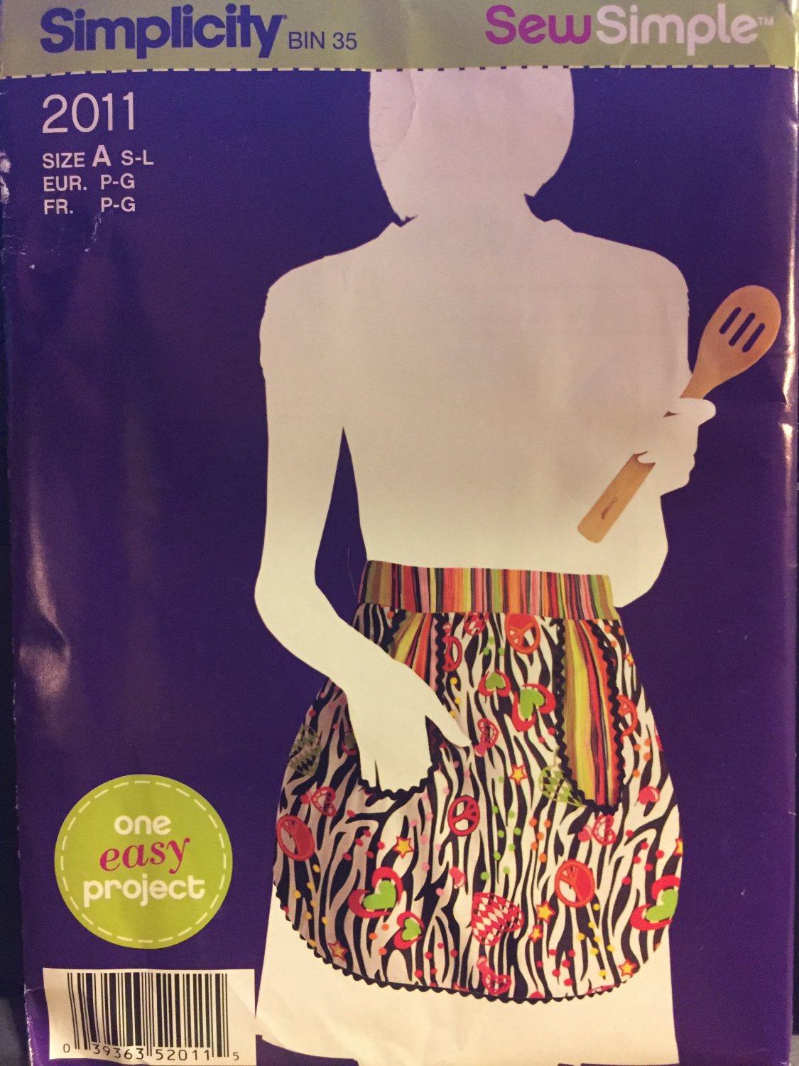 Simplicity 2011 Apron Pattern Sew Simple Sizes Small to Large