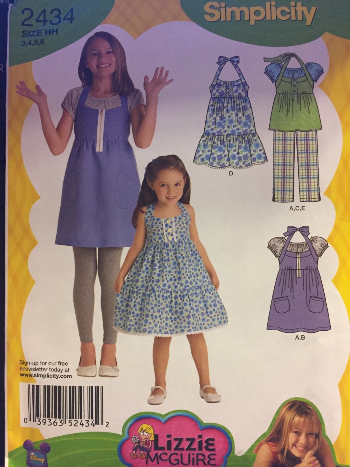 Size 3-6 Girls Dress Top & Pants Sewing Pattern Ruffle Dress Simplicity 2434