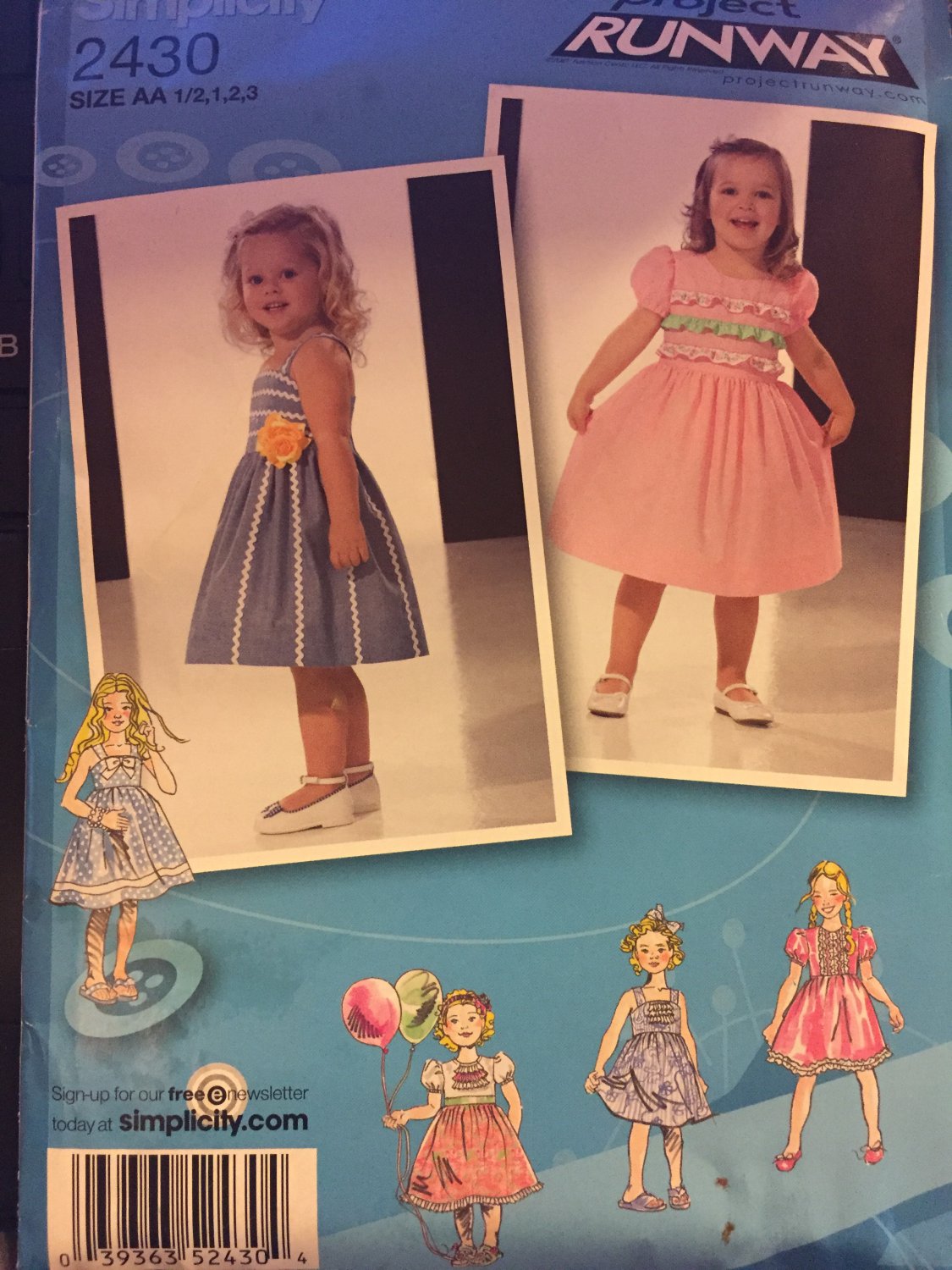 Project Runway Simplicity 2430 Toddlers' & Childs' Dresses with Bodice and Trim Variations,