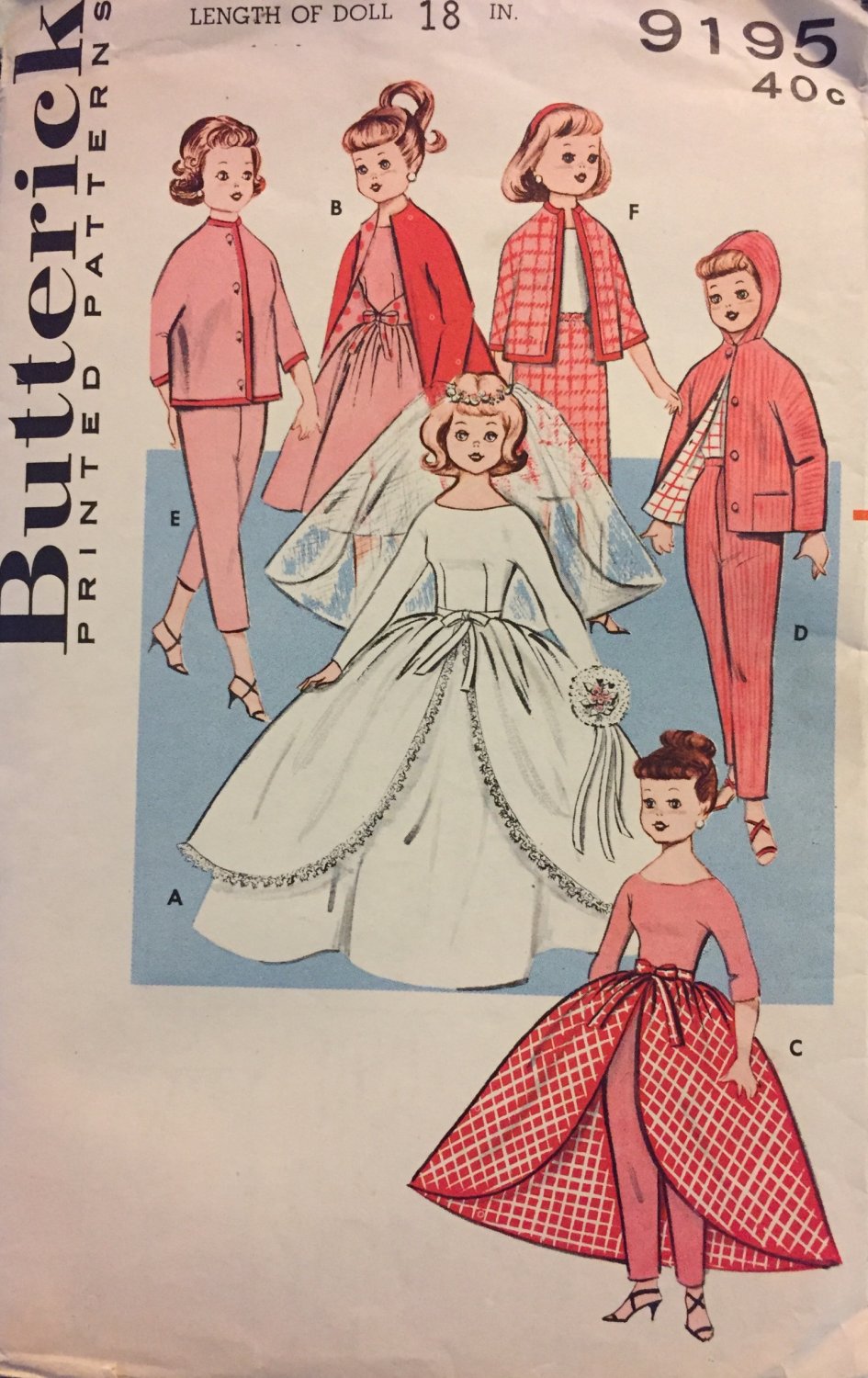 Butterick 9195 18" Pepper and Skipper doll clothes Vintage Sewing pattern