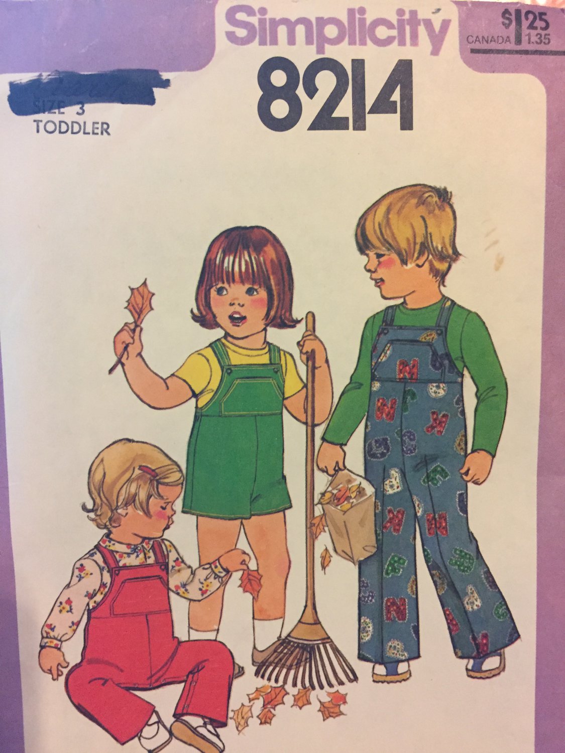 Simplicity 8214 Toddlers' Overalls in Two Lengths Size 3