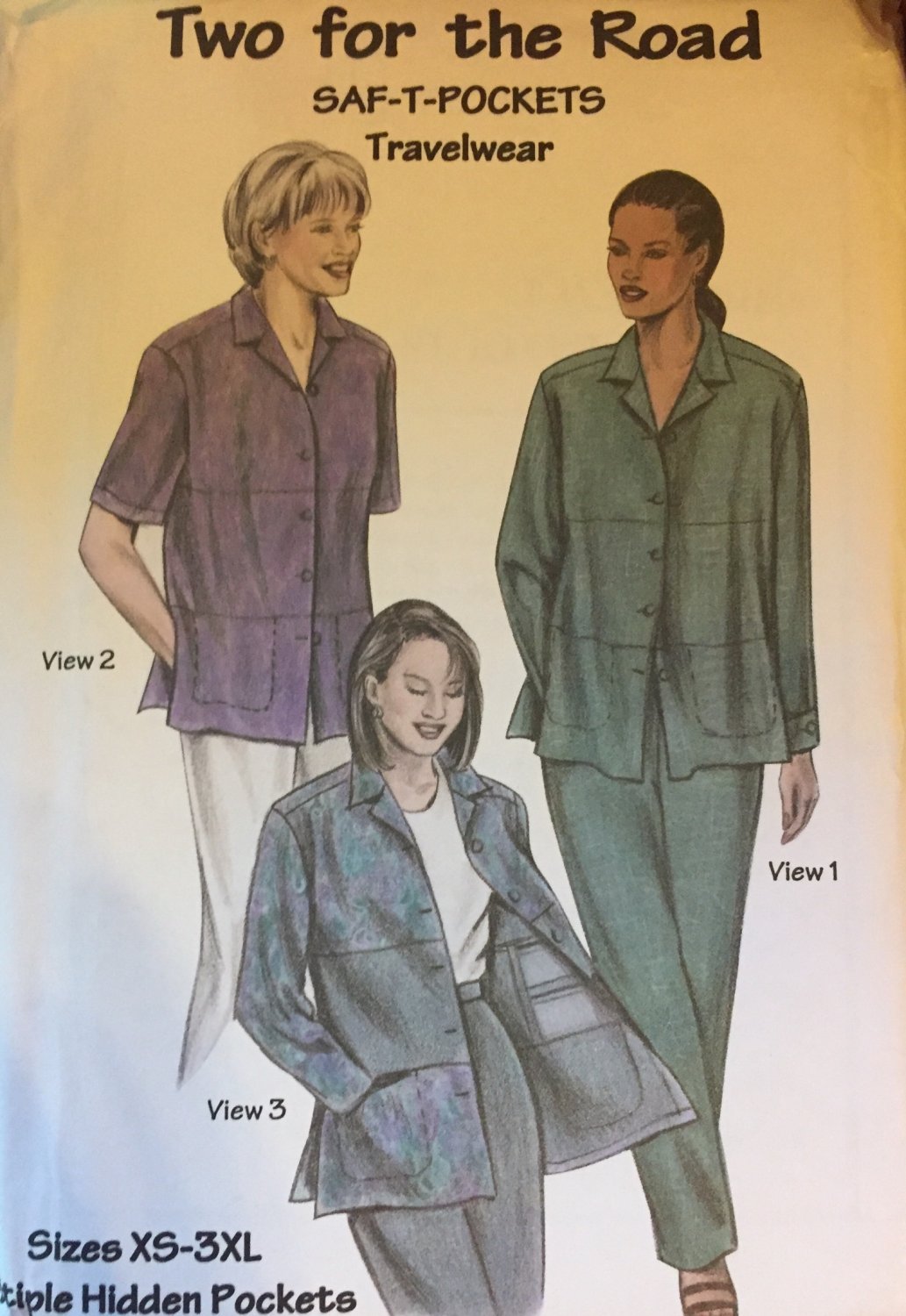 Womens Two for the Road Shirt Saf-T-Pockets Travelwear Sewing Pattern 9800 Size XS-3XL UnCut