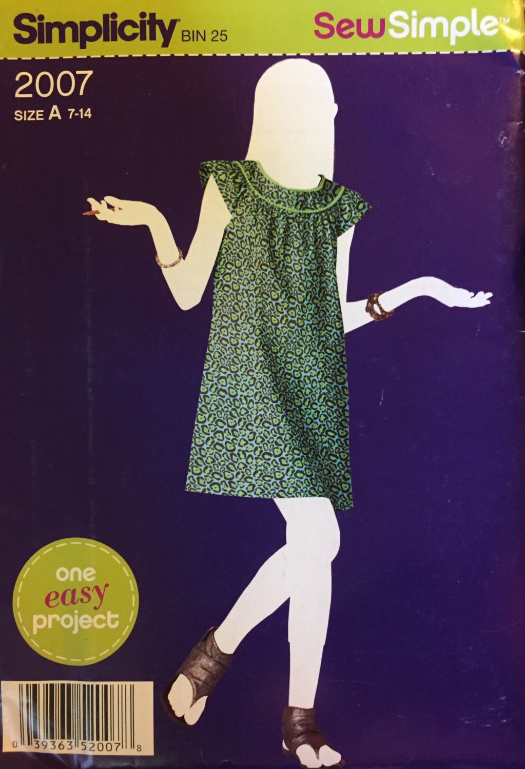 Girls Pullover Summer Sundress Simplicity 2007 sewing pattern  SZ 7-14