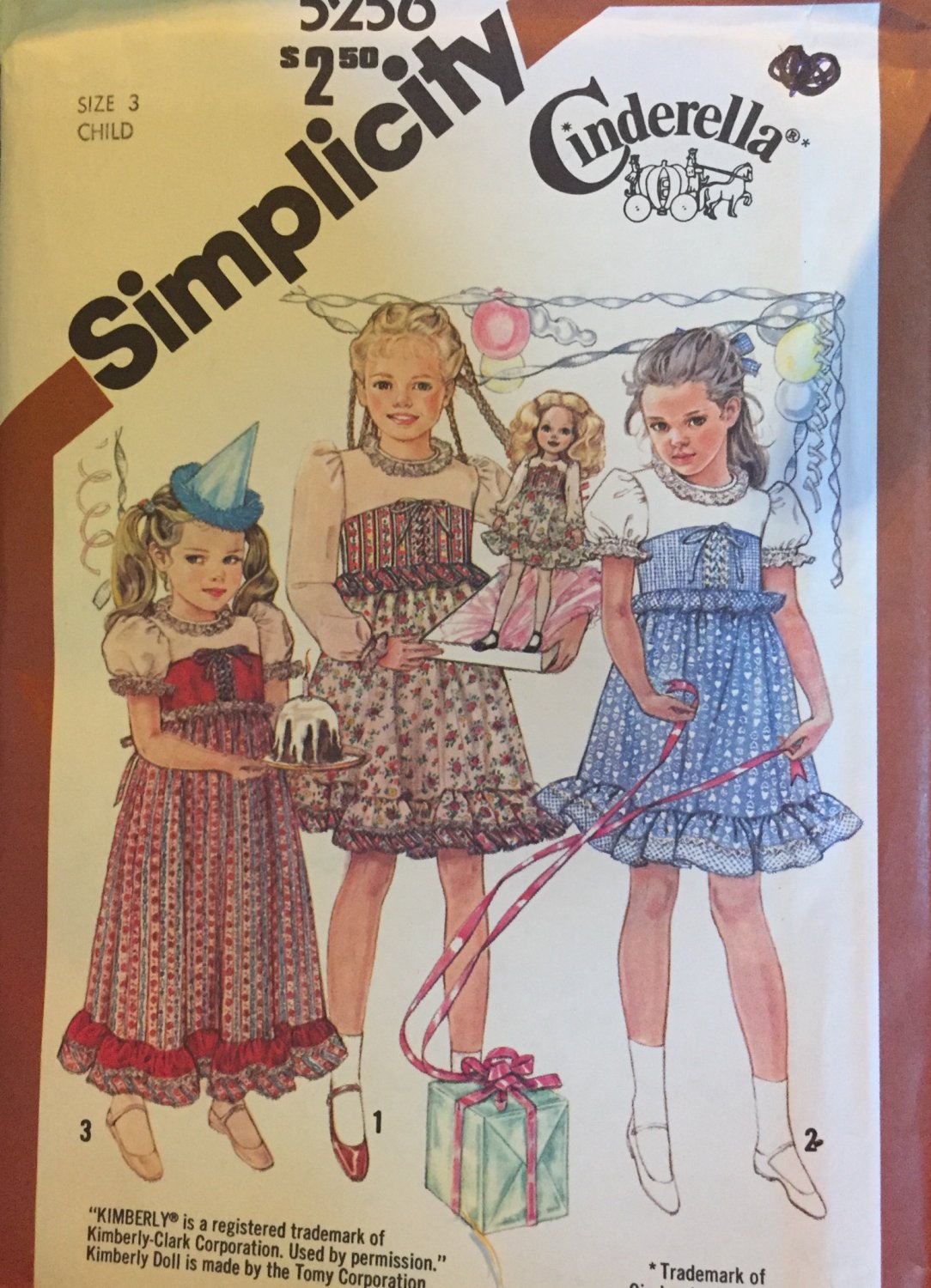 Girls dress with long short sleeves & Kimberly 15¨" doll dress Simplicity 5256 sewing pattern SZ 3