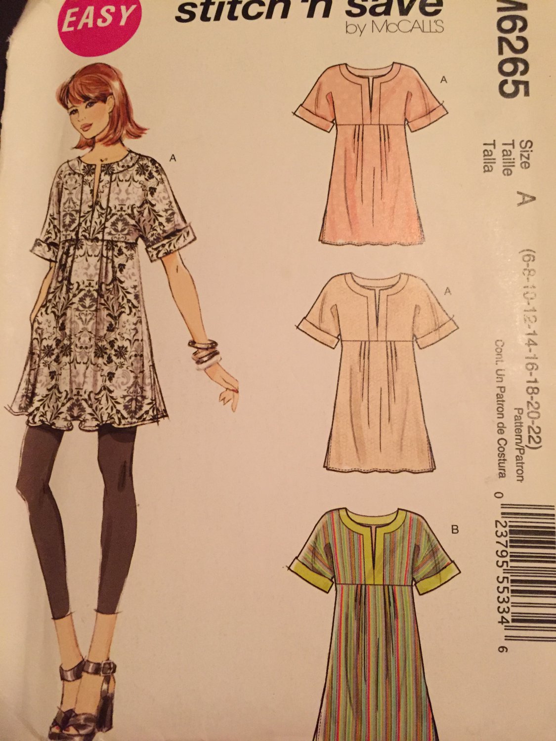 Tunic Top Sewing Pattern McCalls M6265 Sizes 6 to 22