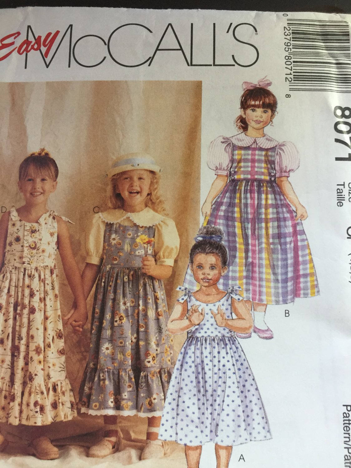 Easy Summer dress Girls Sewing Pattern, Blouse, Jumper or Sundress, Child size 4 5 6 McCalls 8071