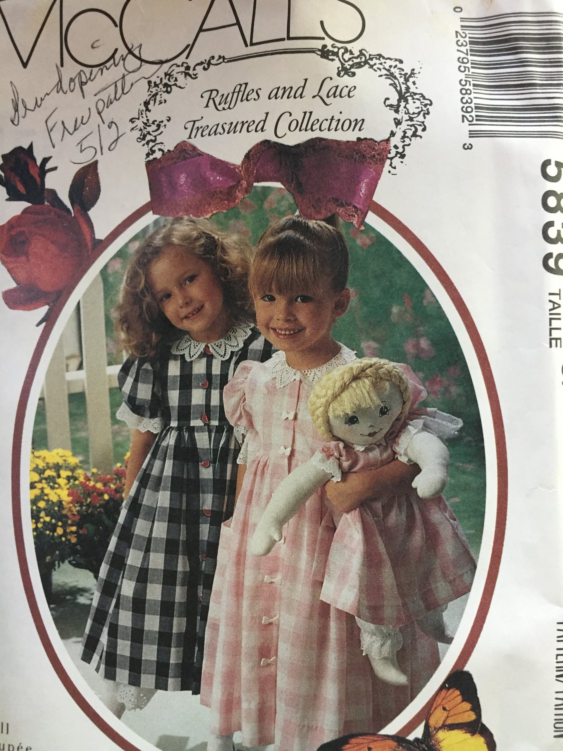 McCalls 5839 Sewing Pattern Little Girl's Dress with Pantaloons Matching Doll Dress Size 4 5 6