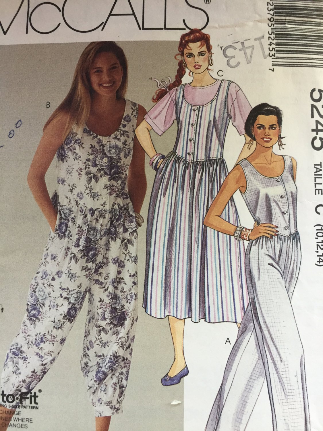McCall's 5245 Misses Jumpsuits and Jumper Sizes 10 12 14 Sewing Pattern