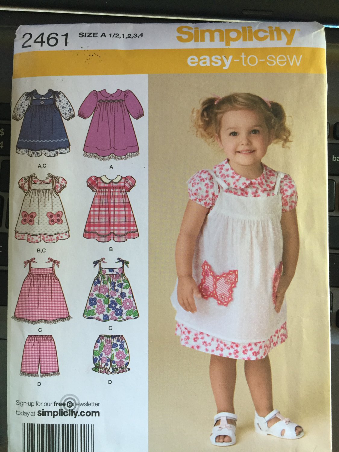 Simplicity Sewing Pattern 2461 Toddlers’ Dress, Pinafore and Shorts Sizes 1/2 to 4