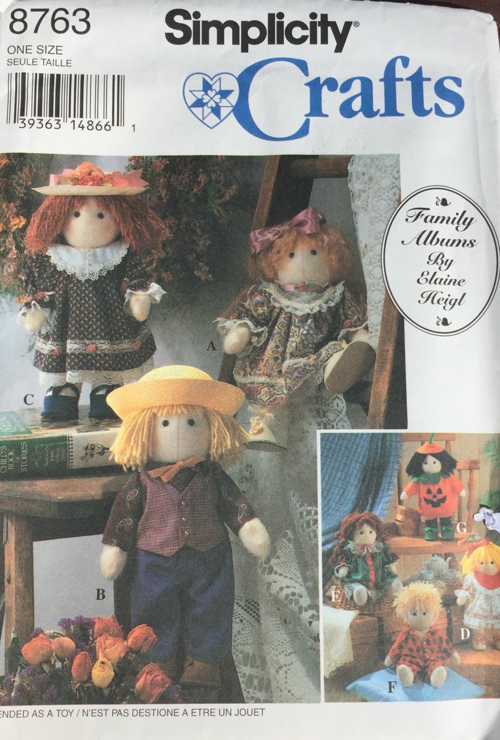 Doll and Clothes Sewing Pattern Family Albums by Elaine Heigl UNCUT Simplicity 8763
