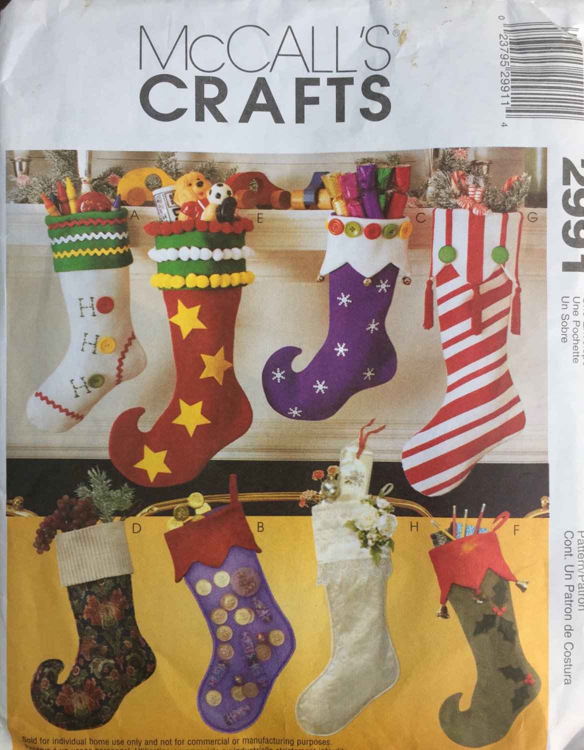 Christmas Stocking Sewing Pattern McCall´s Crafts 2991