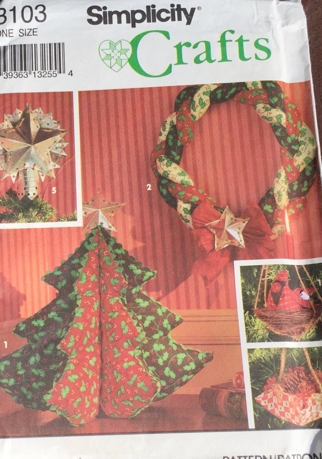 Christmas Holiday Tree Skirt Tree Top Star Ornaments Simplicity 8103 Sewing Pattern