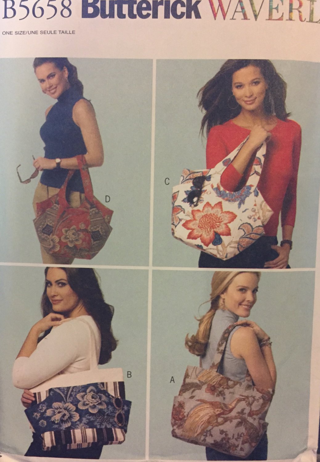 Sewing Pattern for Geometric Tote Bags Waverly Design Butterick Pattern B5658,